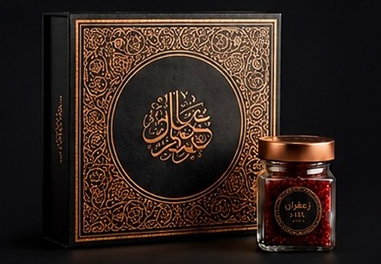 نمونه بسته‌بندی لوکس زعفران